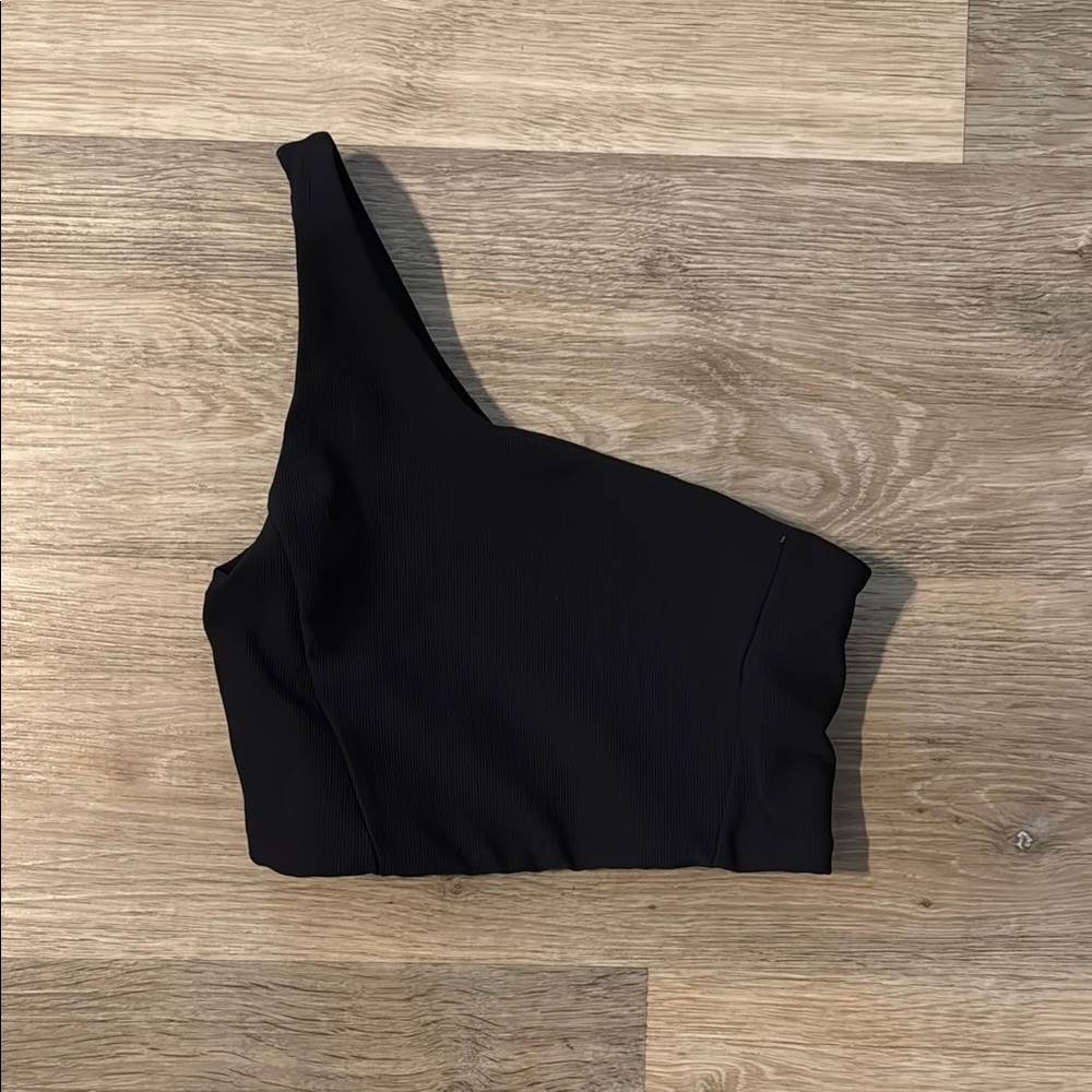 Workout Black One-Shoulder Crop Top